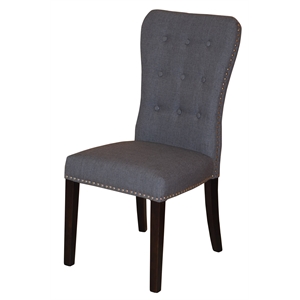Pemberly Row Upholstered Solid Wood Dining Chairs (Set of 2) in Gray