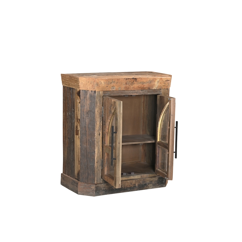 Pemberly Row Farmhouse 2-Door Solid Wood Accent Cabinet in Dark Brown