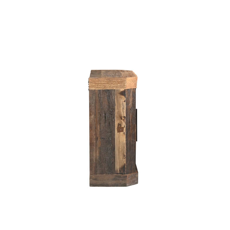 Pemberly Row Farmhouse 2-Door Solid Wood Accent Cabinet in Dark Brown
