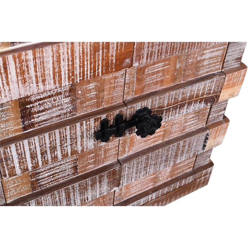 Pemberly Row Farmhouse 4-Door Solid Wood Sideboard in Dark Brown