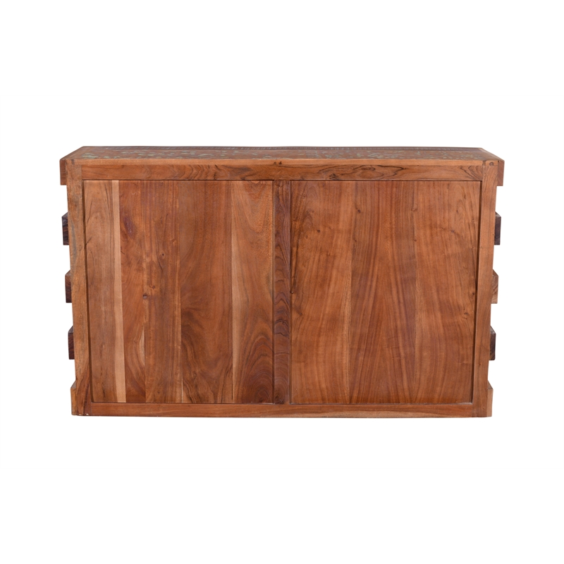 Pemberly Row Farmhouse 4-Door Solid Wood Sideboard in Dark Brown
