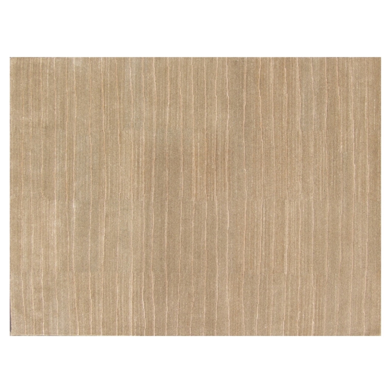 Pemberly Row 5' x 8' Contemporary Stripe Wool Area Rug in Beige