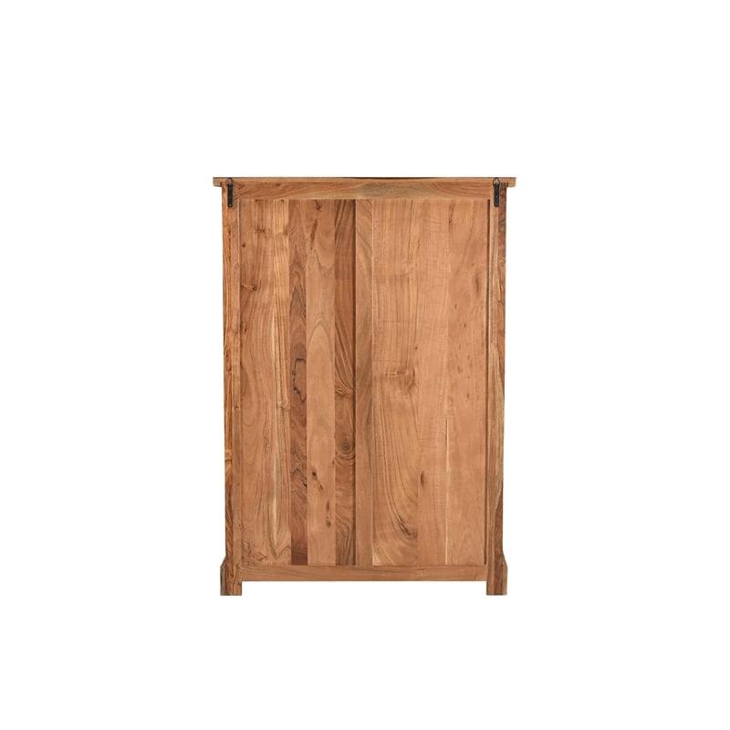 Pemberly Row Mid-Century 5-drawer Live Edge Solid Wood Chest in Brown