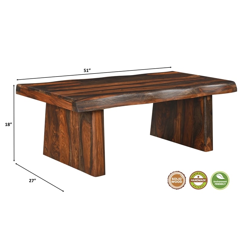 Pemberly Row 2-piece Solid Wood Living Room Table Set in Dark Brown