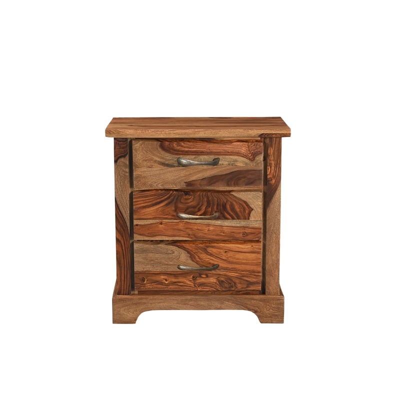 Pemberly Row 3-drawer Live Edge Solid Wood Nightstand in Brown