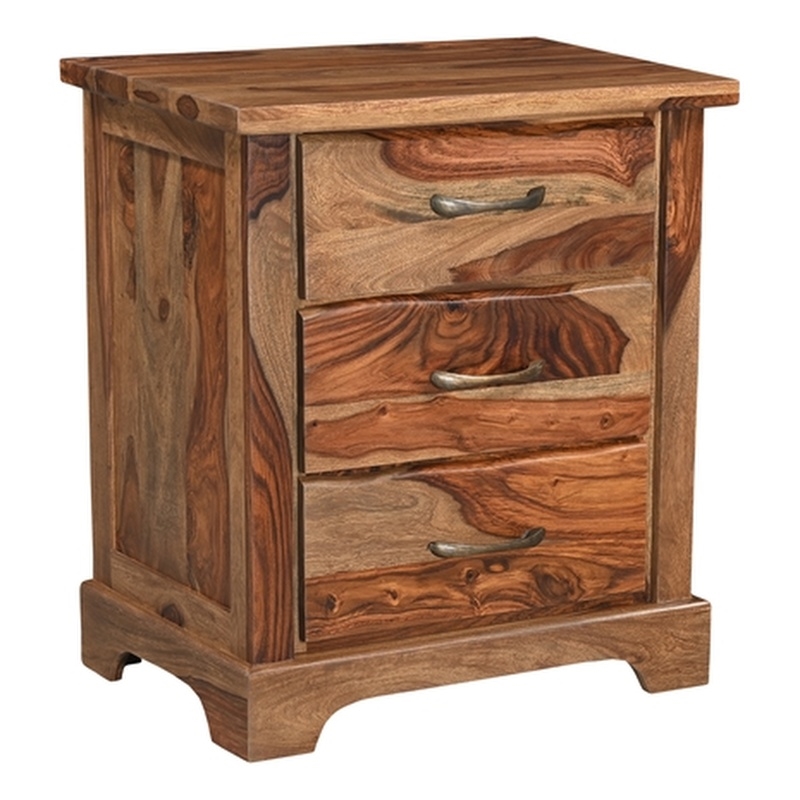 Pemberly Row 3-drawer Live Edge Solid Wood Nightstand in Brown