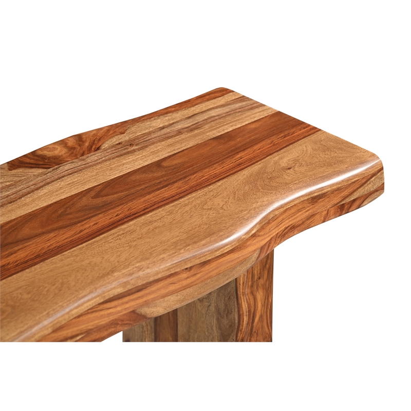 Pemberly Row Mid-Century Live Edge Solid Wood Console Table in Brown