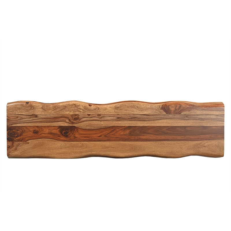 Pemberly Row Mid-Century Live Edge Solid Wood Console Table in Brown