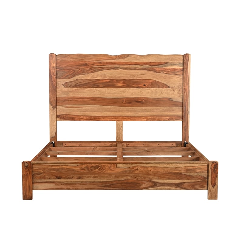 Pemberly Row Mid-Century 3-piece Live Edge Wood Bedroom Set in Brown