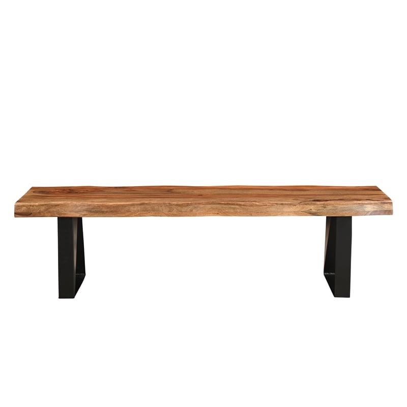Pemberly Row Mid-Century 6-piece Live Edge Wood Dining Set in Brown