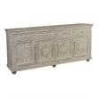 Pemberly Row Traditional Floral Carved Solid Wood Sideboard in White