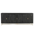 Pemberly Row Traditional 6-Door Carved Solid Wood Sideboard in Black