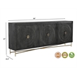 Pemberly Row Traditional 6-Door Carved Solid Wood Sideboard in Black