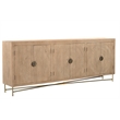 Pemberly Row Traditional 6-Door Carved Solid Wood Sideboard in Beige