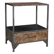Pemberly Row Farmhouse 1-Drawer Solid Wood Nightstand in Brown/Black