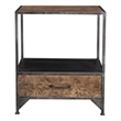 Pemberly Row Farmhouse 1-Drawer Solid Wood Nightstand in Brown/Black