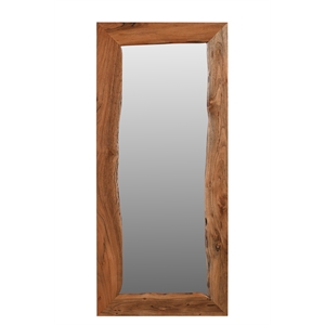 Pemberly Row 72&quot Live Edge Solid Wood Accent Mirror in Brown