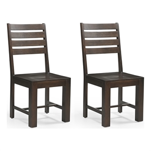 Pemberly Row Solid Wood Dining Chairs (Set of 2) in Dark Brown