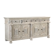 Pemberly Row 4-drawer 4-Door Carved Solid Wood Sideboard in White