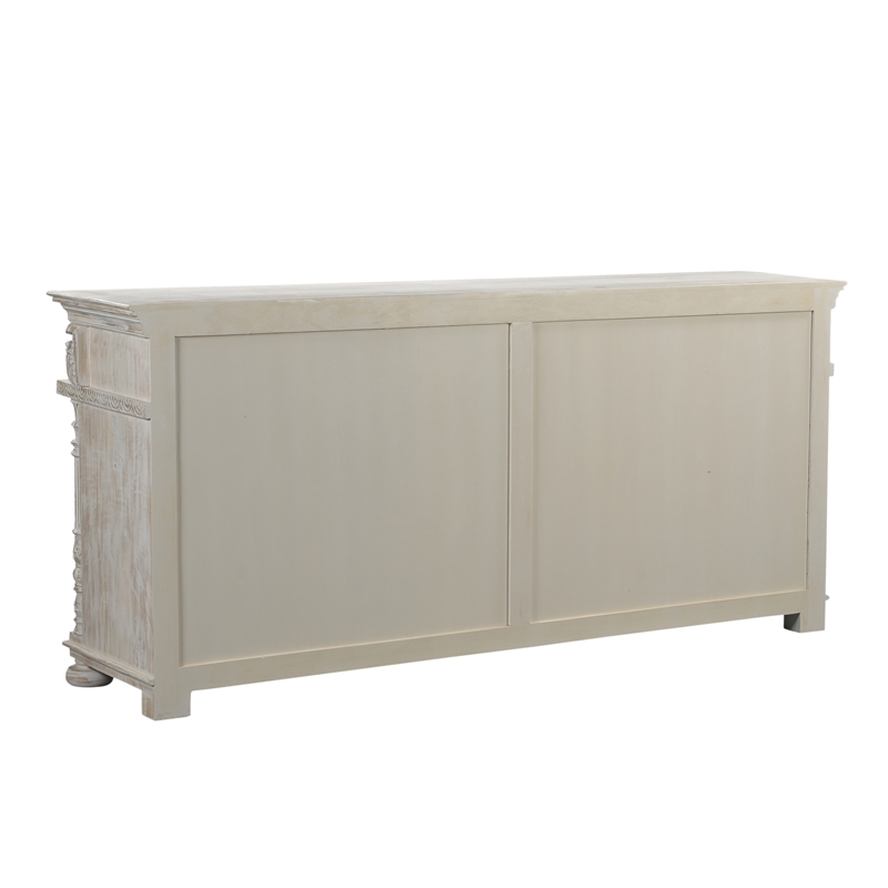 Pemberly Row 4-drawer 4-Door Carved Solid Wood Sideboard in White