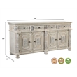 Pemberly Row 4-drawer 4-Door Carved Solid Wood Sideboard in White