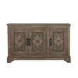 Pemberly Row Traditional 3-Door Carved Solid Wood Sideboard in Brown