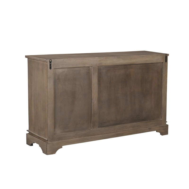 Pemberly Row Traditional 3-Door Carved Solid Wood Sideboard in Brown