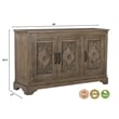 Pemberly Row Traditional 3-Door Carved Solid Wood Sideboard in Brown