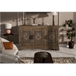 Pemberly Row Traditional 3-Door Carved Solid Wood Sideboard in Brown