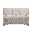 Pemberly Row Traditional Carved Solid Wood Storage Ottoman in Gray