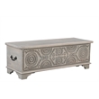 Pemberly Row Traditional Carved Solid Wood Storage Ottoman in Gray