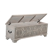 Pemberly Row Traditional Carved Solid Wood Storage Ottoman in Gray