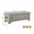 Pemberly Row Traditional Carved Solid Wood Storage Ottoman in Gray