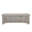 Pemberly Row Traditional Carved Solid Wood Storage Ottoman in Gray
