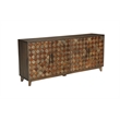 Pemberly Row 4-Door Diamond Pattern Solid Wood Sideboard in Brown