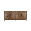 Pemberly Row 4-Door Diamond Pattern Solid Wood Sideboard in Brown