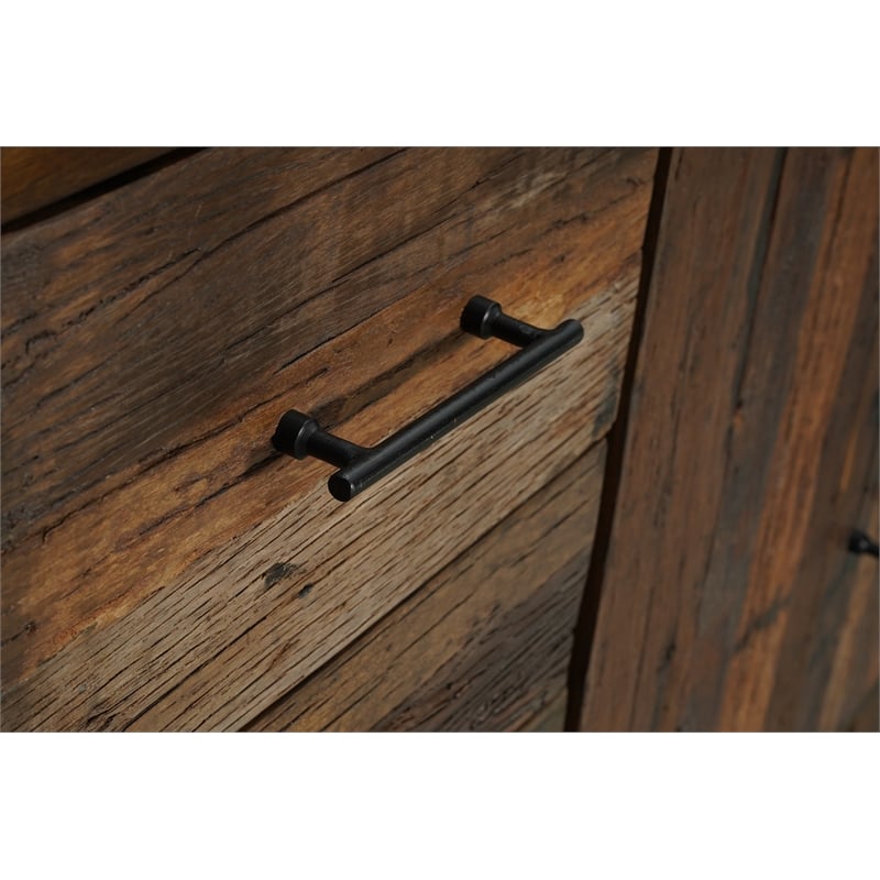 Pemberly Row 4-Door 3-drawer Solid Wood Sideboard in Dark Brown