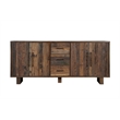 Pemberly Row 4-Door 3-drawer Solid Wood Sideboard in Dark Brown