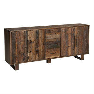 Pemberly Row 4-Door 3-drawer Solid Wood Sideboard in Dark Brown