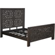 Pemberly Row Floral Carved Solid Wood Queen Panel Bed in Black
