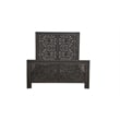 Pemberly Row Floral Carved Solid Wood Queen Panel Bed in Black