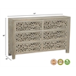 Pemberly Row 6-drawer Floral Carved Solid Wood Dresser in Gray