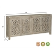 Pemberly Row 4-Door Floral Carved Solid Wood Sideboard in Gray