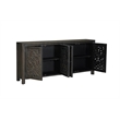 Pemberly Row 4-Door Floral Carved Solid Wood Sideboard in Black