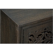 Pemberly Row 4-Door Floral Carved Solid Wood Sideboard in Black