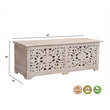 Pemberly Row Floral Carved Solid Wood Storage Ottoman in White