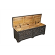 Pemberly Row Floral Carved Solid Wood Storage Ottoman in Black