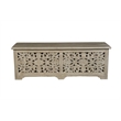 Pemberly Row Floral Carved Solid Wood Storage Ottoman in Gray