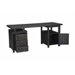 Pemberly Row 3-drawer 1-Door Floral Carved Solid Wood Desk in Black