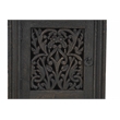 Pemberly Row 3-drawer 1-Door Floral Carved Solid Wood Desk in Black